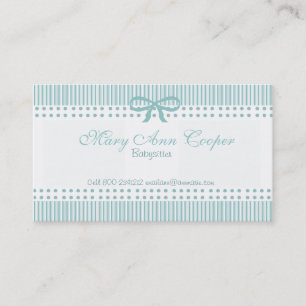 Stripes Cute Babysitter Delicate Blue Business Card