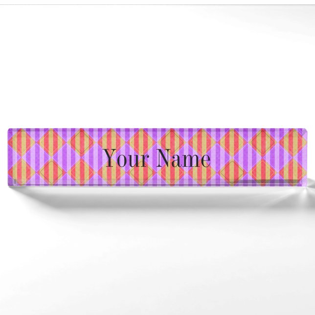 Stripes, Diamonds, Spot Pattern by Shirley Taylor Nameplate (Front)