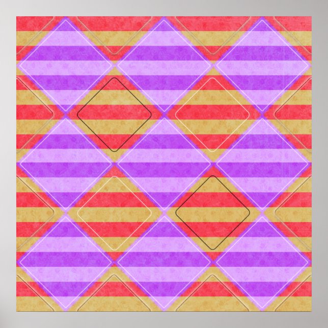 Stripes, Diamonds, Spot Pattern by Shirley Taylor Poster (Front)