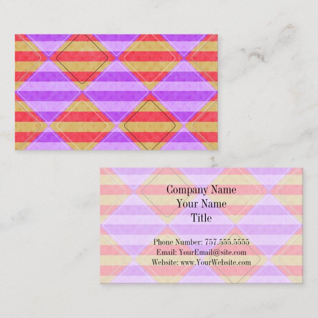 Stripes, Diamonds, Spotted Patterns by STaylor Business Card (Front/Back)