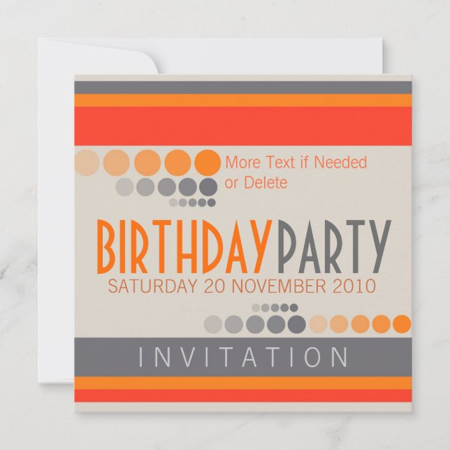 Stripes Dots Birthday Party Invitations (Front)