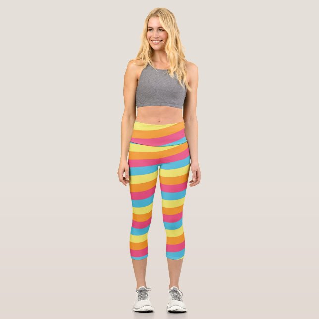 Stripes Easter Pattern Gift For Men Women Kids Capri Leggings (Front)