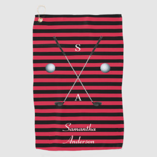 Stripes Elegant Black Clubs Fantastic Gift Fab Golf Towel