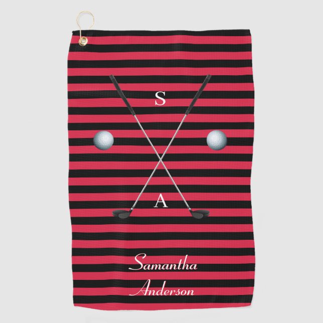 Stripes Elegant Black Clubs Fantastic Gift Fab Golf Towel (Front)