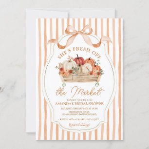 Stripes Fall She's Off The Market Bridal Shower Invitation