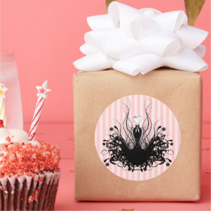 Stripes Fashion Diva Swirled Classic Round Sticker