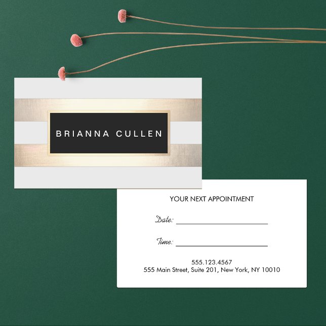 Stripes FAUX Gold Foil and Black Salon Appointment (Creator Uploaded)