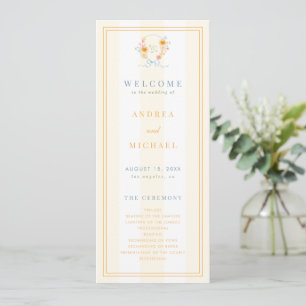 Stripes Floral Crest Monogram & Bow Spring Wedding Programme