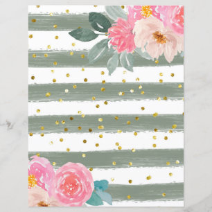 Stripes/Gold Confetti Scrapbook Paper