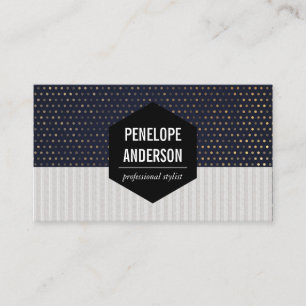 Stripes   Gold Speck Dots Business Card