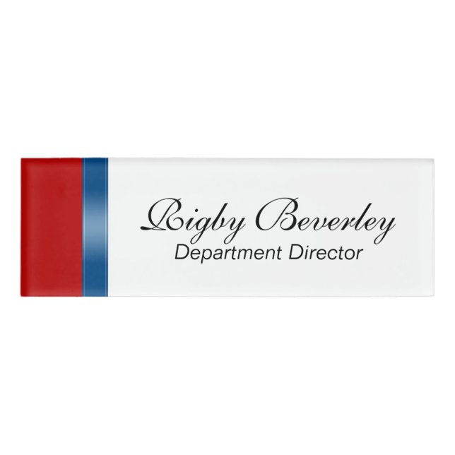STRIPES gradients - blue + your ideas Name Tag (Front)