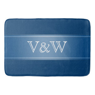 STRIPES gradients - blue + your text Bath Mat