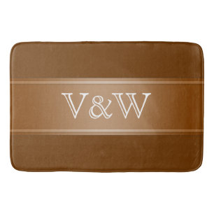 STRIPES gradients - brown + your text Bath Mat