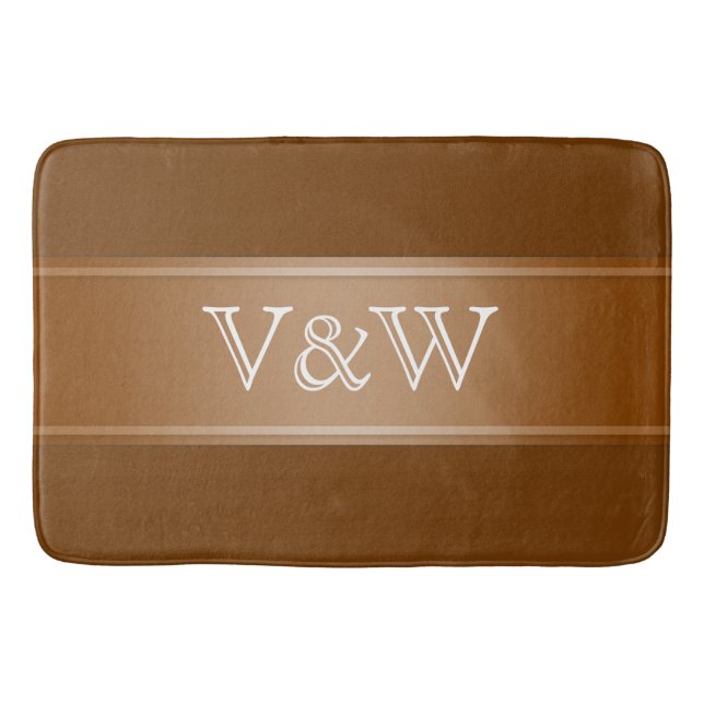 STRIPES gradients - brown + your text Bath Mat (Front)