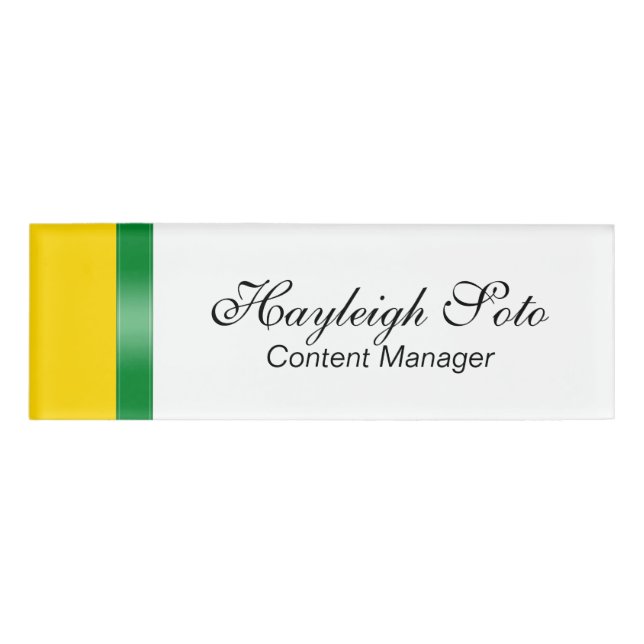 STRIPES gradients - green blue + your ideas Name Tag (Front)