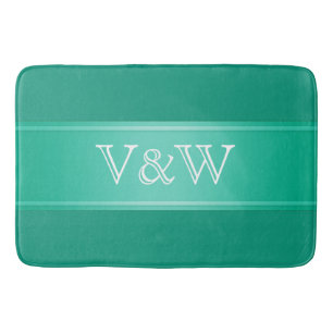 STRIPES gradients - ocean green + your text Bath Mat