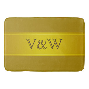 STRIPES gradients - olive yellow + your text Bath Mat