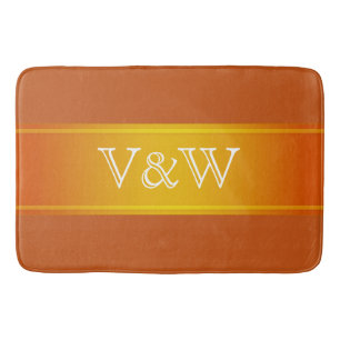STRIPES gradients - orange yellow + your text Bath Mat