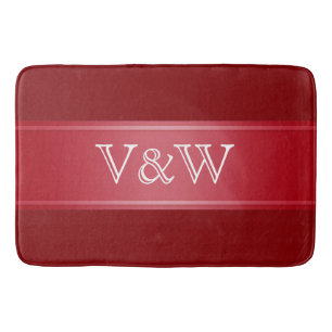 STRIPES gradients - red + your text Bath Mat