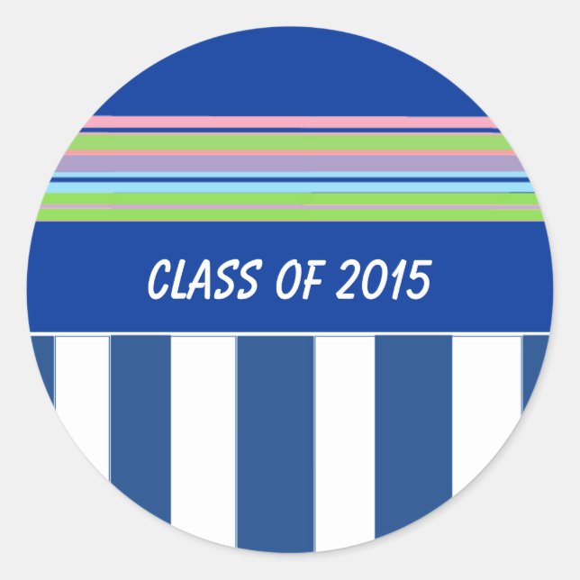 Stripes Graduation Year Classic Round Sticker (Front)