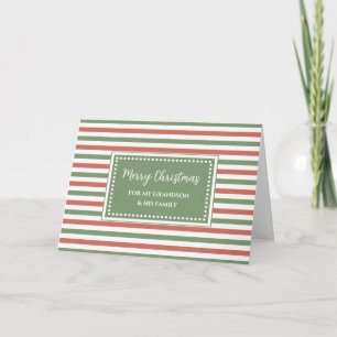 Stripes Grandson & Family Merry Christmas Card