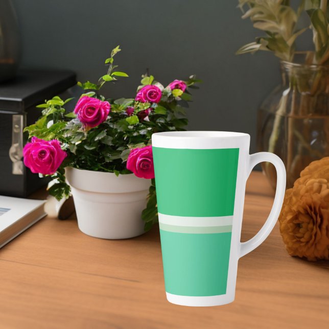 Stripes Green eggshell coriander : Spring Palette Latte Mug (Creator Uploaded)