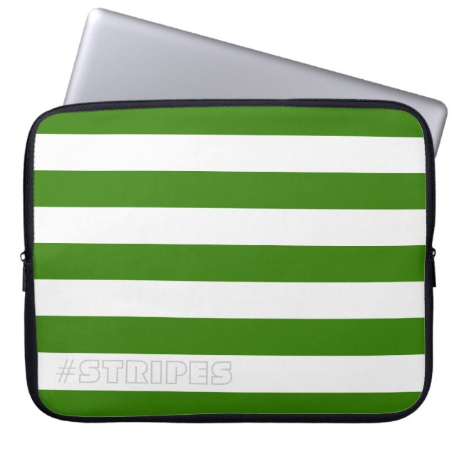 STRIPES Green on any Colour Laptop Sleeve (Front)