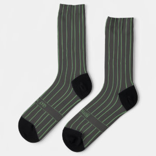 Stripes, green on dark grey, serious classic socks