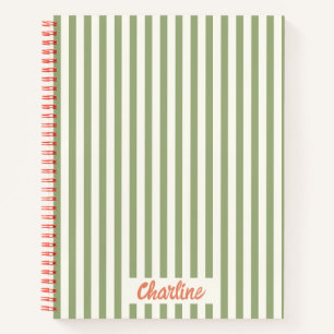 Stripes Green Red Retro Calligraphy  Notebook