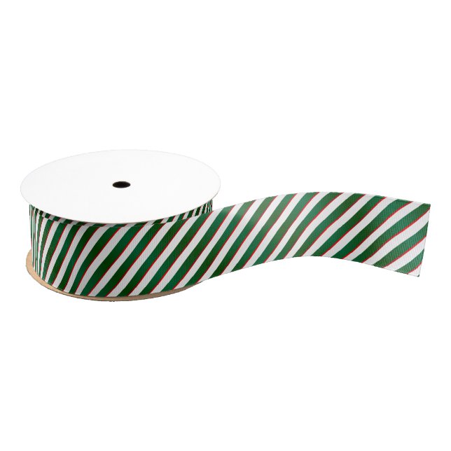 Stripes - Green, Red & White | Christmas Grosgrain Ribbon (Spool)