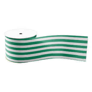 Stripes   Green & White   Customisable   Grosgrain Ribbon