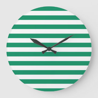 Stripes | Green & White | Customisable | Large Clock