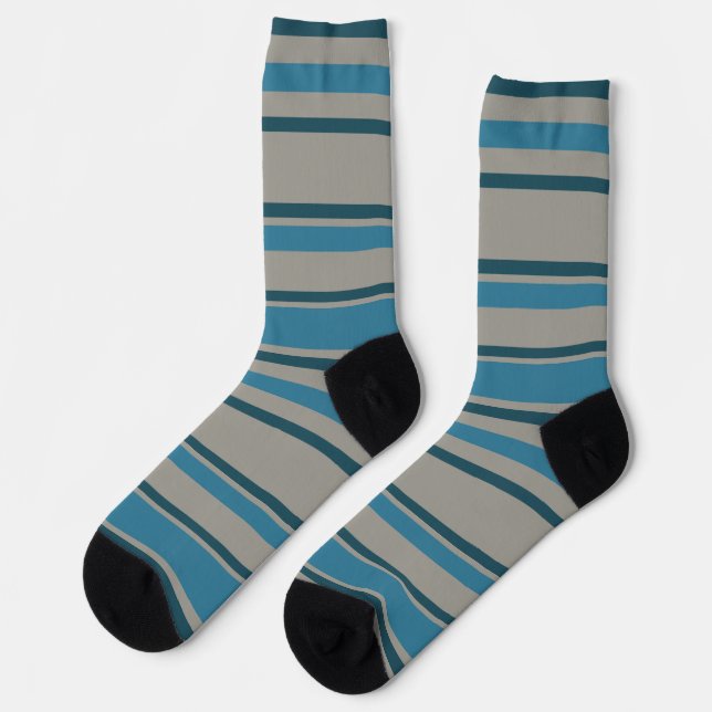 Stripes Grey and Blue Socks (Left)
