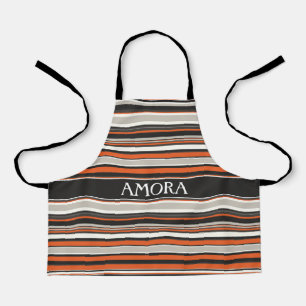 Stripes Grey Orange Minimal Pattern Apron