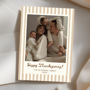 Stripes Hand Drawn Family Photo Thanksgiving Party Invitation