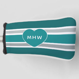 Stripes & Heart custom monogram putter cover