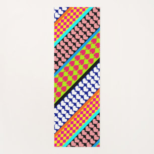 Stripes Hearts Diamonds Boho Mixed Design Yoga Mat