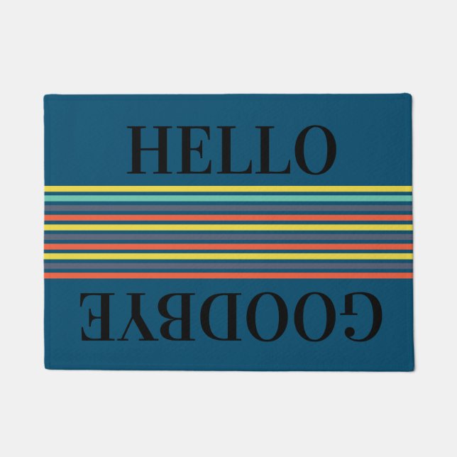 Stripes Hello Goodbye Customised Doormat (Front)