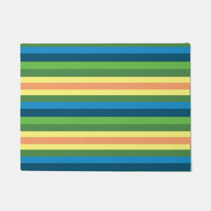 Stripes I, Blue,Green, Yellow Lines  Door Mat