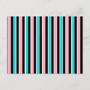 Stripes in Black Pink and Blue Postcard
