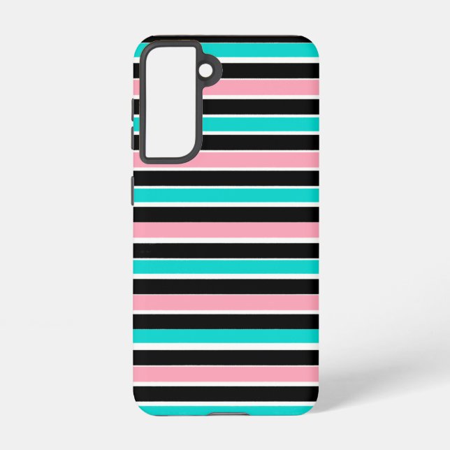 Stripes in Black Pink and Blue Samsung Galaxy S21 Case (Back)