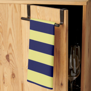 Stripes in Navy Blue and Yellow Tea Towel