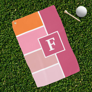 Stripes in pink, white and orange with Monogram Golf Towel