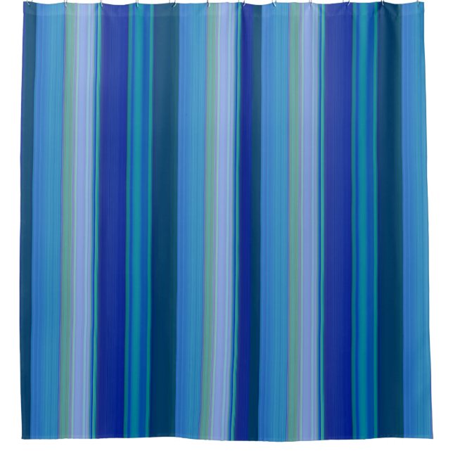  Stripes in Shades of Blue Shower Curtain (Front)