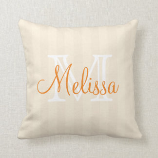 Stripes in Tan and Beige colours with Name Cushion