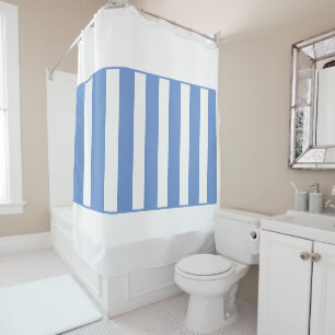 Stripes in the middle. Cornflower Blue and white. Shower Curtain