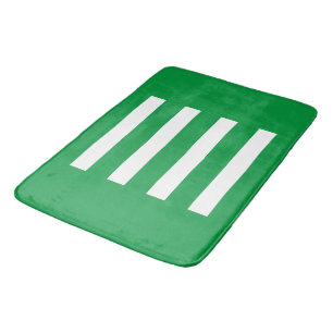 Stripes in the middle. Kelly Green and white. Bath Mat
