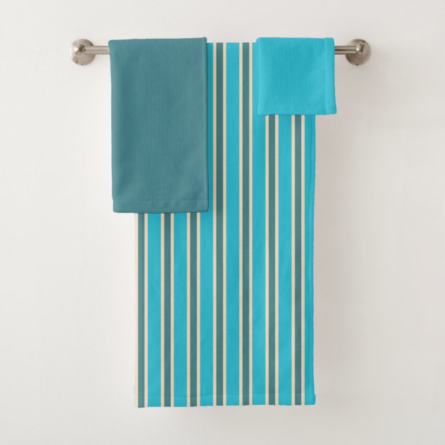 Stripes in Turquoise - Towel Set (Insitu)