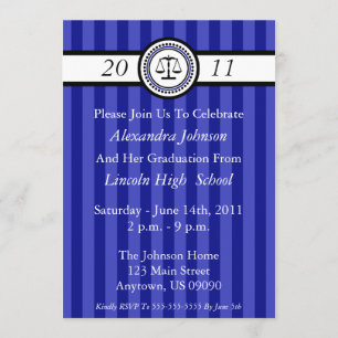 Stripes Law School Graduation Invitations (Blue)