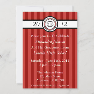 Stripes Law School Graduation Invitations (Maroon)